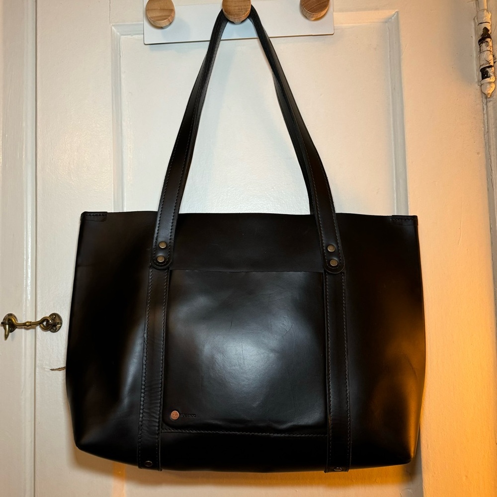 Rustico Hideout Leather Tote - a Classic in Beautiful Black Leather